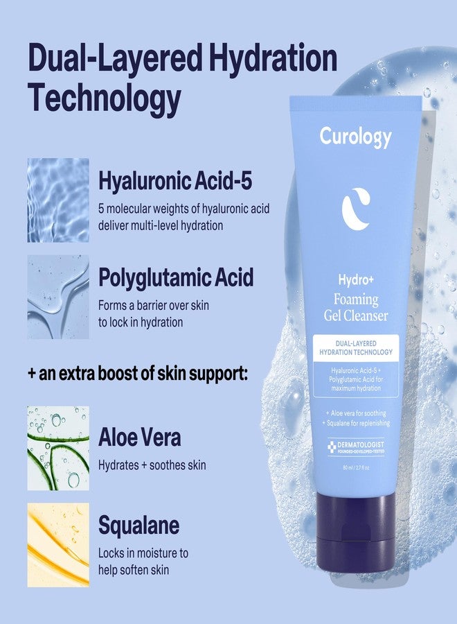 Curology Hydro+ Essentials Gift Set, Foaming Gel Cleanser, Cream Moisturizer, and Cooling Caffeinated Eye Gel with Hyaluronic Acid, Peptides, and Niacinamide - Image 3